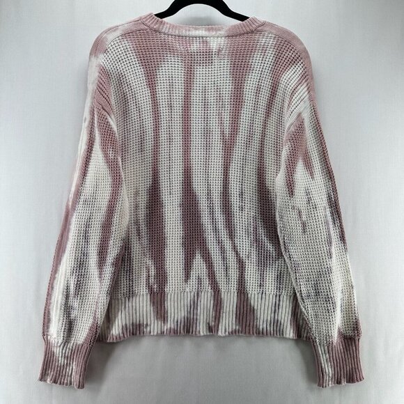 Pistola Sweater Womens Sz M Tie Dye Waffle Jumper Crewneck Pullover White Pink - Picture 2 of 10